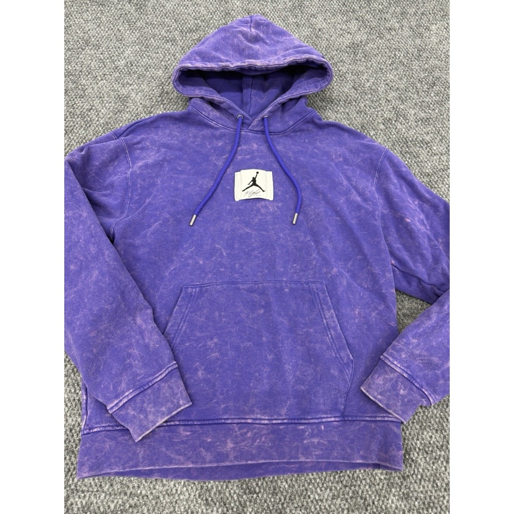 Jordan Nike Flight Fleece Pullover Hoodie Men's S Purple Acid Wash French Terry